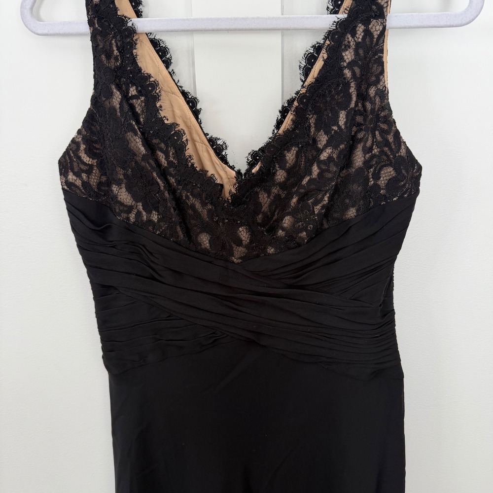VTG Ann Klein Black Sleeveless Dress Lace Silk Cocktail Wedding Guest LBD Size 6 - Picture 5 of 12